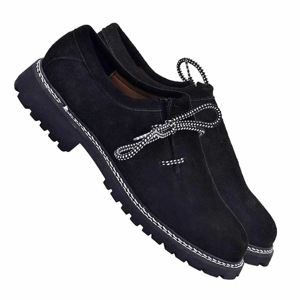 Men’s Lederhosen Shoes – Bavarian Trachten Suede Oktoberfest Black Boots NEW